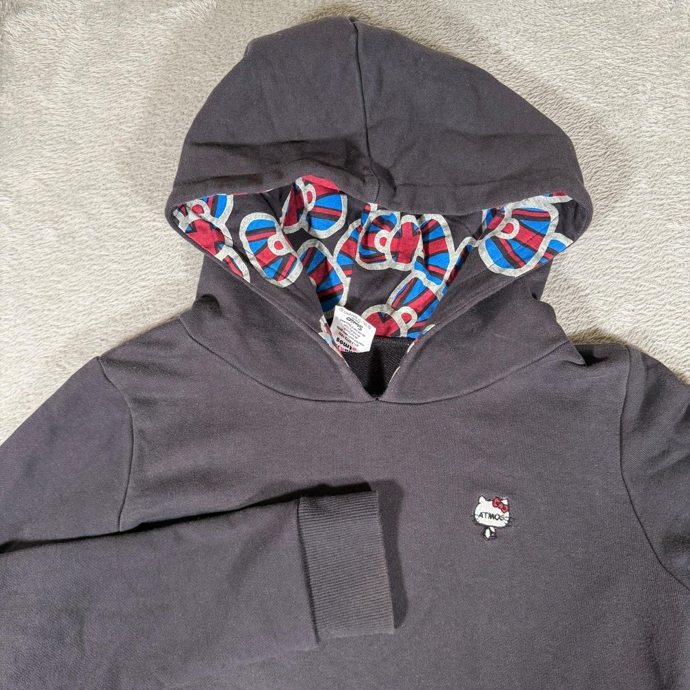 Hello Kitty x Atmos Hoodie Dress Womens Small Black Union Jack Lined Hood Pocket